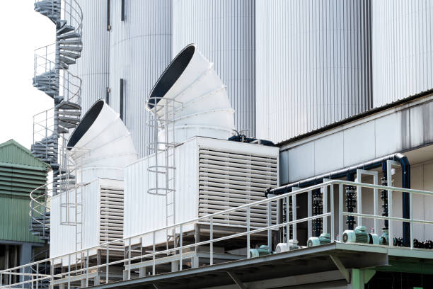 istock Cooling water tower on rooftop industry plant 1442069954