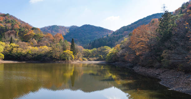 istock Autumn foliage in a small lake in a mountain valley 1442070321