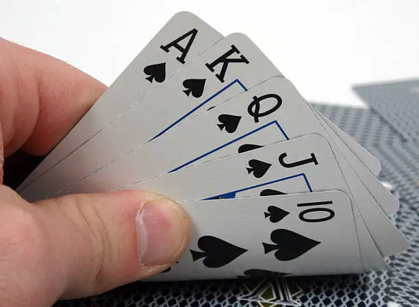 Photo of Poker hand, royal flush
