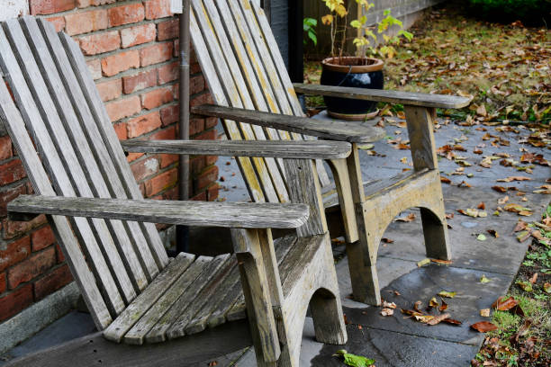 istock Two Wooden Outdoor Chairs 1442079279
