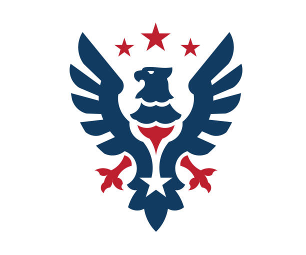 ilustrações, clipart, desenhos animados e ícones de águia heráldica com símbolo da estrela - symbol military star eagle