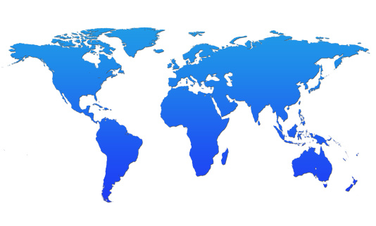 blue shaded world map on white background, see also