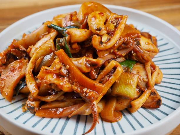 istock Korean food fried squid, spicy food 1442089042