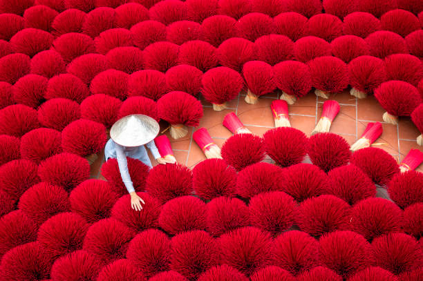 istock Drying incense stick in vietnam 1442101343