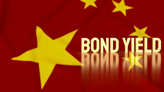 gold bond yields on china flag background for business concept 3d rendering