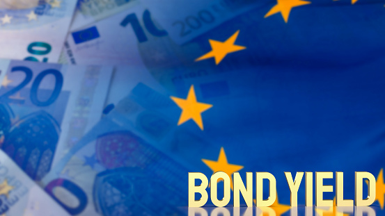 gold bond yields on euro flag background for business concept 3d rendering