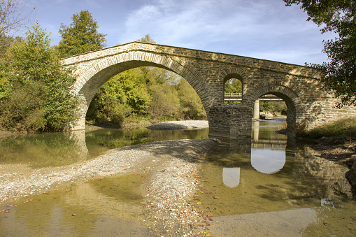 Old stone bridge with arches near Vovousa