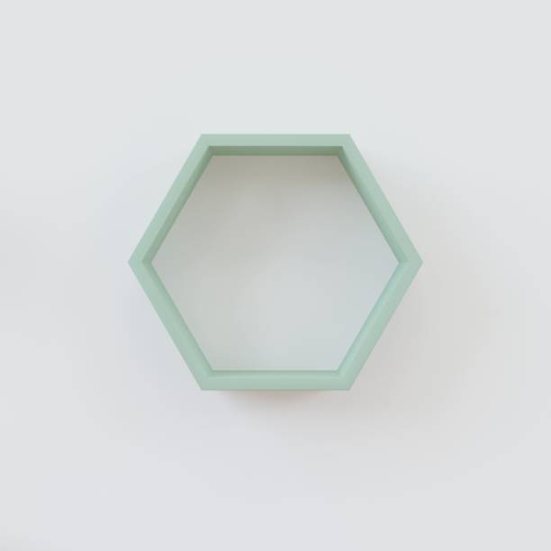 istock Green Hexagon shelf in minimalistic style with copyspace 1442103112