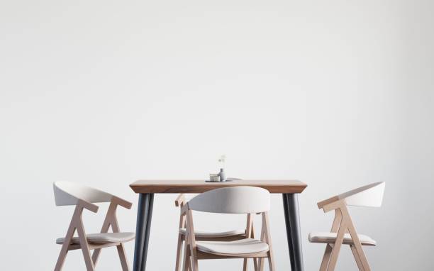 istock 3D rendering of a dining room and kitchen copy space on a white background. 1442104801