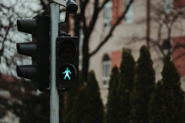 istock Green pedestrian light on a traffic sign 1442106890