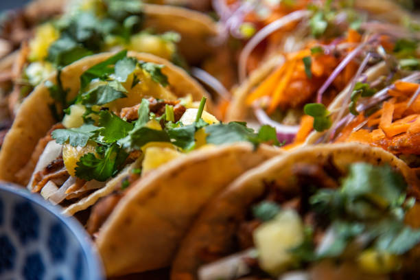 istock Selective focus shot of delicious fresh tacos 1442107361