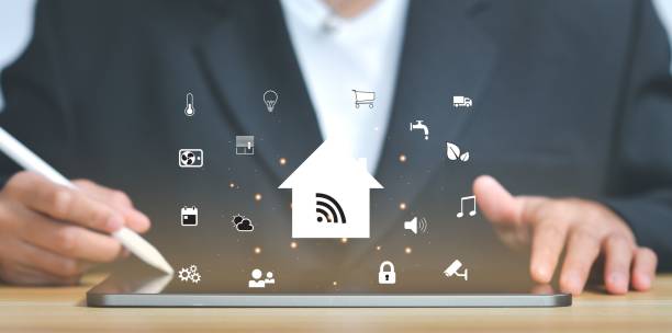istock Holograms for using home automation function to lock houses inside and outside 1442108139