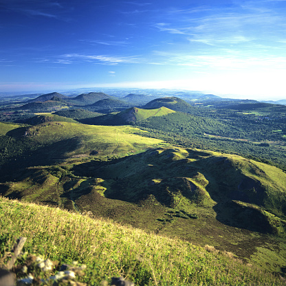 A mesmerizing view of the volcanoes of Auvergne seen from the summit of Puy de Dome