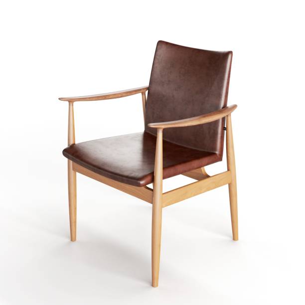 istock 3D rendering of a brown leather chair isolated on a white background 1442109917