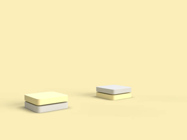 istock 3D rendering of small platforms isolated on a yellow background 1442112786