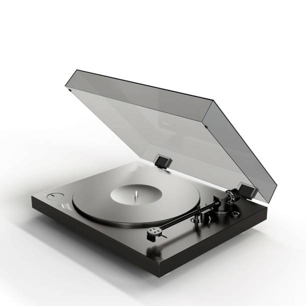 istock 3D rendering of a black record player isolated on white background 1442113093