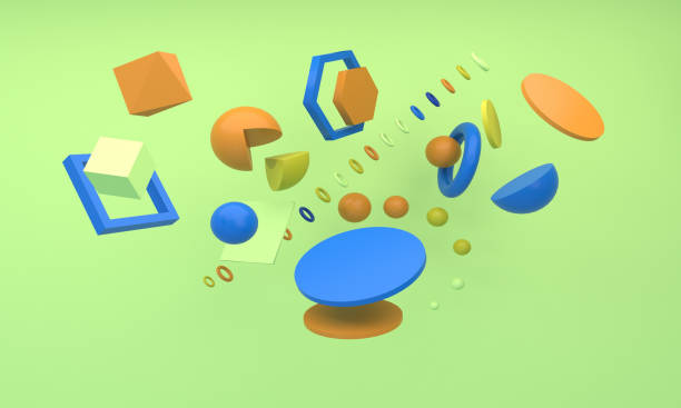 istock 3D rendering of different geometric shapes isolated on a green background 1442114454