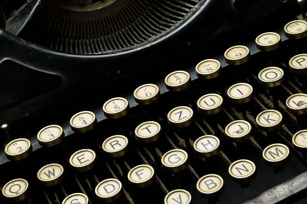 istock Closeup of old dusty typewriter machine 144211482