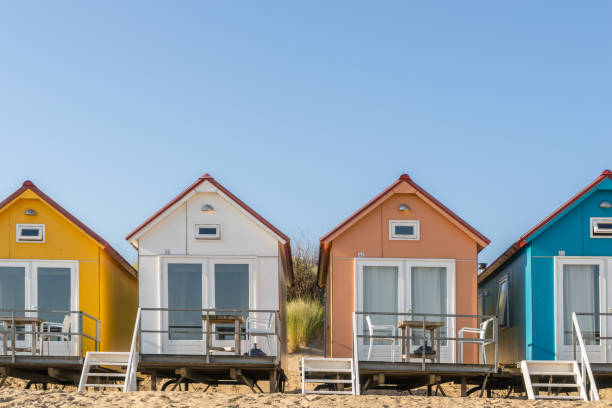 istock Colored beach houses in the Netherlands 1442115356