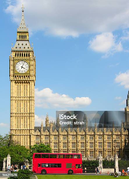 Portrait Of Big Ben In London With Red Bus Stock Photo - Download Image Now - Big Ben, British Culture, Bus