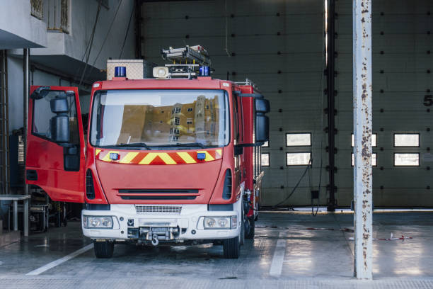 istock Fire truck at a firefighter depot at daytime 1442117168