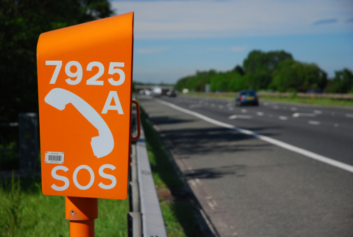 Emergency SOS telephone on UK motorway - landscape format. If you use this photo I would be delighted hear about it!
