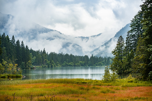 Hintersee, Bavaria during cloudy weather in the summer