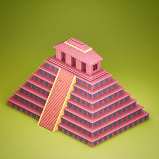 A 3d illustration of ancient Egyptian structure on a dark-green background