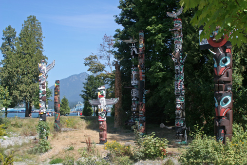 The totem pole display area in Staley Park, Vancouver is the most visited tourist attraction in all of British Columbia.