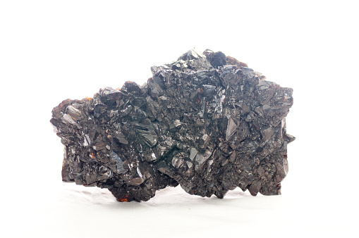 View of the copper sulfide mineral (Covellite, Digenite). Copper sulfides describe a family of chemical compounds and minerals with the formula CuSy.