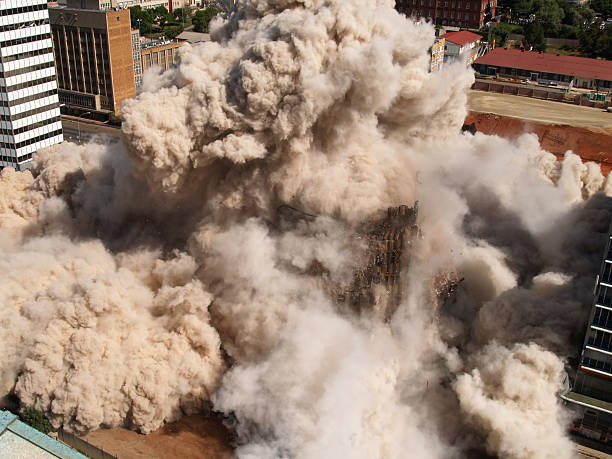 Building implosion in downtown Johannesburg, South Africa stock photo