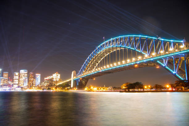 istock Sydney Harbour Bridge with blue lights during Vivid Sydney. Australia 1442122762