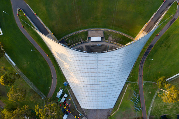 vista aérea aérea del vacío sydney myer music bowl en melbourne, australia - sydney australia fotografías e imágenes de stock