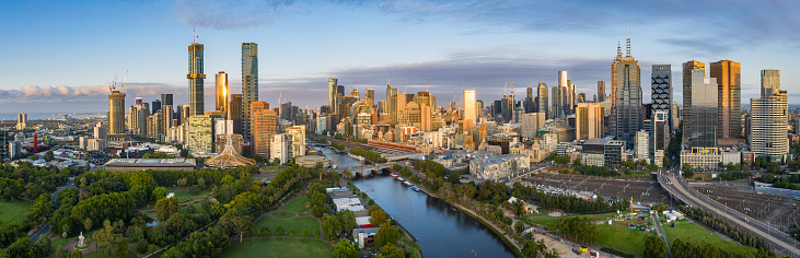 Melbourne, Australia – February 07, 2020: A panoramic image of the stunning city of Melbourne, Australia