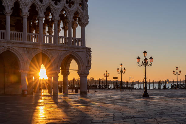 istock Beautiful sunrise on San Marco square, Venice Italy 1442123106