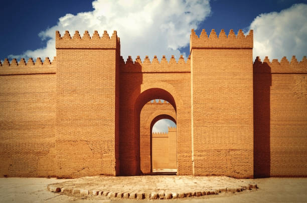 istock Great walls of Babylon under the sunlight and a blue cloudy sky 1442123145