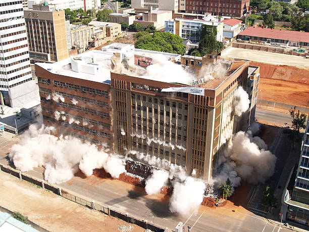 Building implosion in downtown Johannesburg, South Africa 2 stock photo