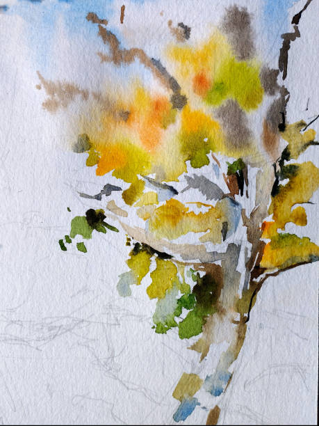 istock Watercolor colorful bright textured abstract background handmade . Mediterranean landscape . Painting of the park in autumn , made in the technique of watercolors from nature 1442123370