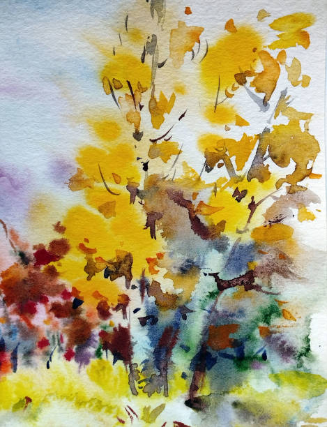 istock Watercolor colorful bright textured abstract background handmade . Mediterranean landscape . Painting of the park in autumn , made in the technique of watercolors from nature 1442123599