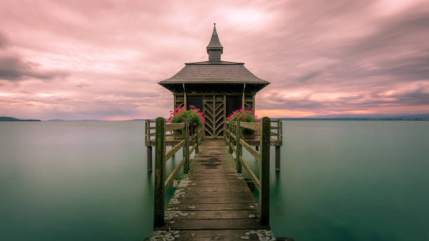 istock Wooden pier on the sunset 1442124147