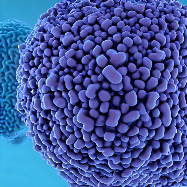 A 3D rendering of green virus bacteria floating in a cellular environment