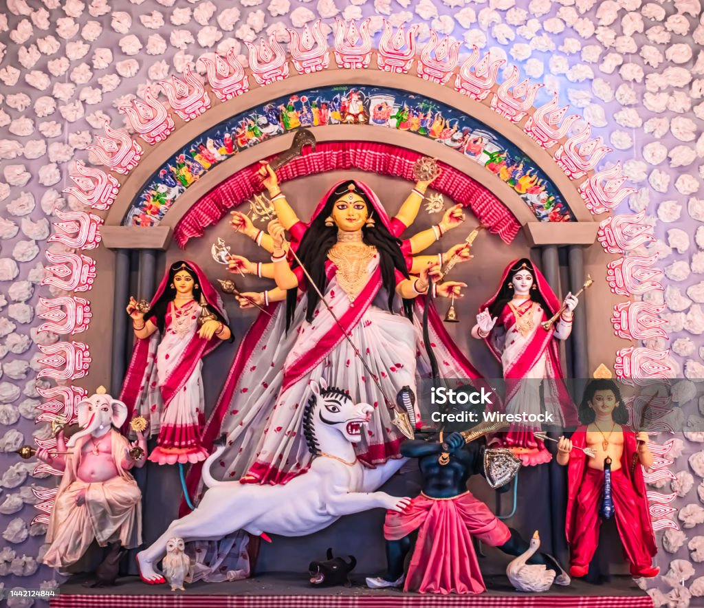 The Supreme shakti, Maa Durga is worshiped The Supreme shakti, Maa Durga is worshiped in utmost devotion in Hindu religion Ancient Stock Photo