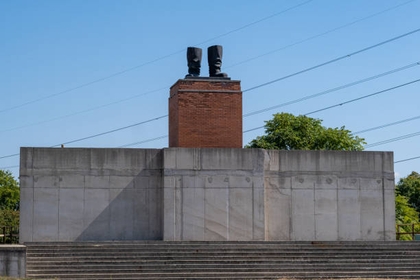 istock Boots remaining from statue monument of Joseph Stalin 1442125474
