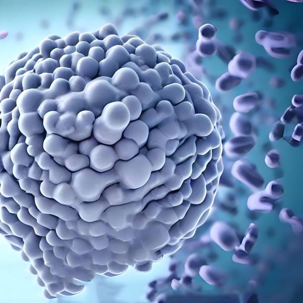 istock 3D rendering of green virus bacteria floating in a cellular environment 1442125778