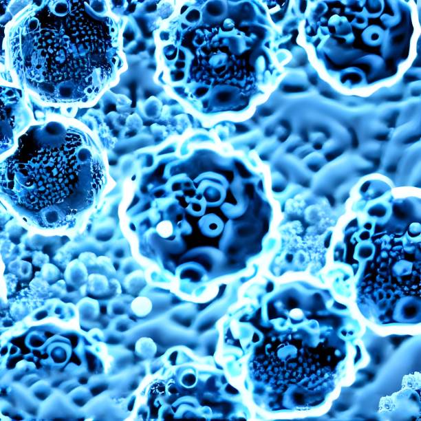 istock 3D rendering of green virus bacteria floating in a cellular environment 1442125790