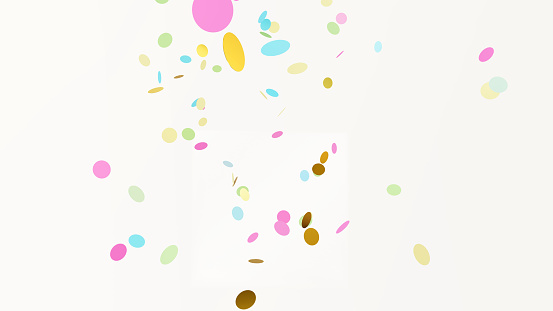 Round colored confetti festive background 3d rendering