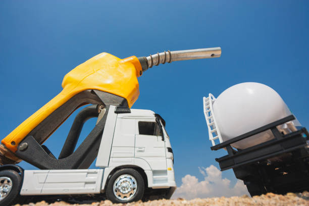 Tanker truck carrying liquefied petroleum gas driving