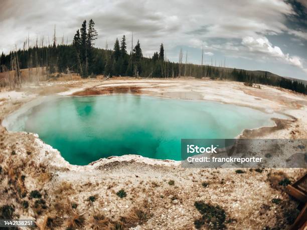 Yellowstone National Park Stock Photo - Download Image Now - Hot Spring, Aerial View, Bacterium