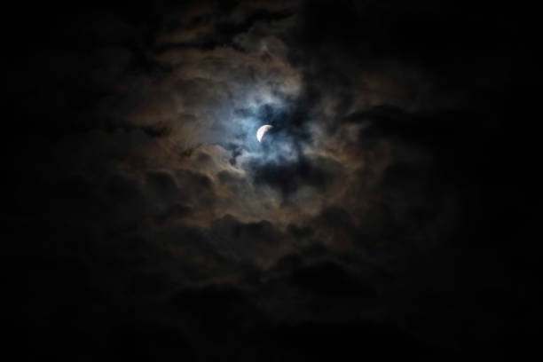 Beaver Blood Moon Eclipse interrupted by cloud cover stock photo