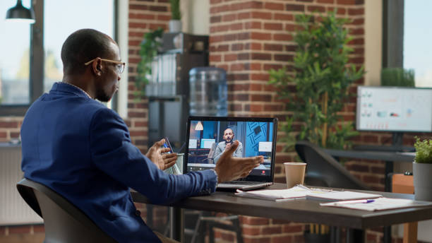 istock Financial analyst using online teleconference to meet with project leader 1442146880